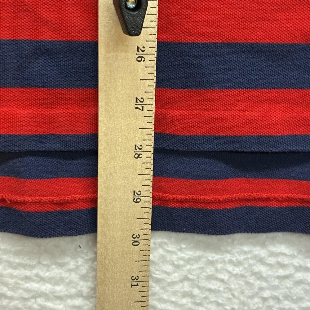Vintage Polo By Ralph Lauren Polo Shirt Mens Large Red Navy Striped Pony Golf - Picture 9 of 10